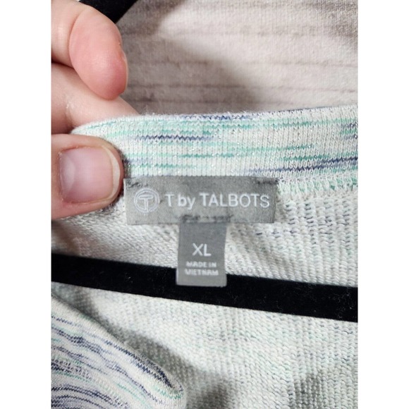 T By Talbots Womens Green Blue Metallic Pullover Side Buttons Sweater Size XL - Picture 3 of 6